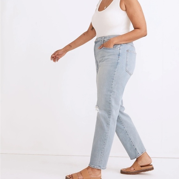 Madewell perfect vintage straight jeans knee rip Danby wash - Picture 2 of 8